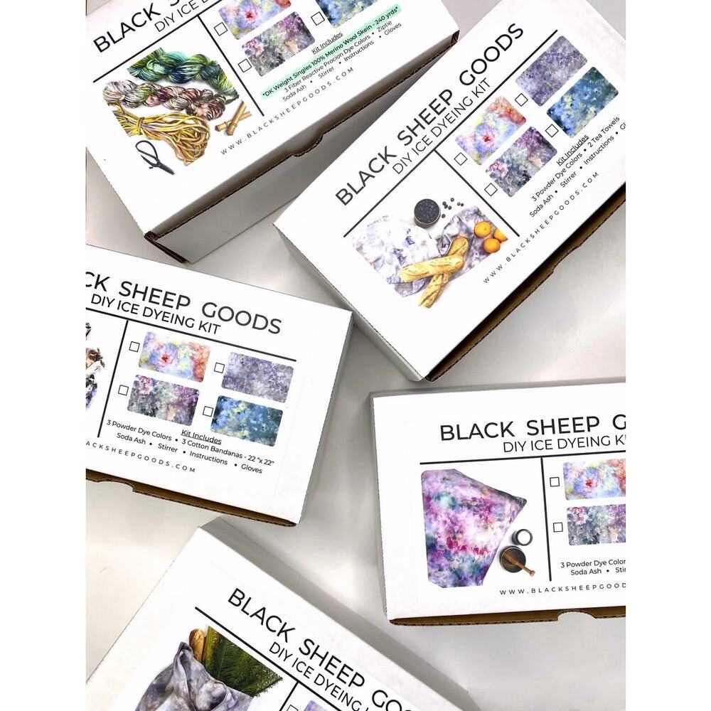 DIY Ice Dying Kit 3 Cotton Bandana Black Sheep Goods Summer Art Craft tie dye